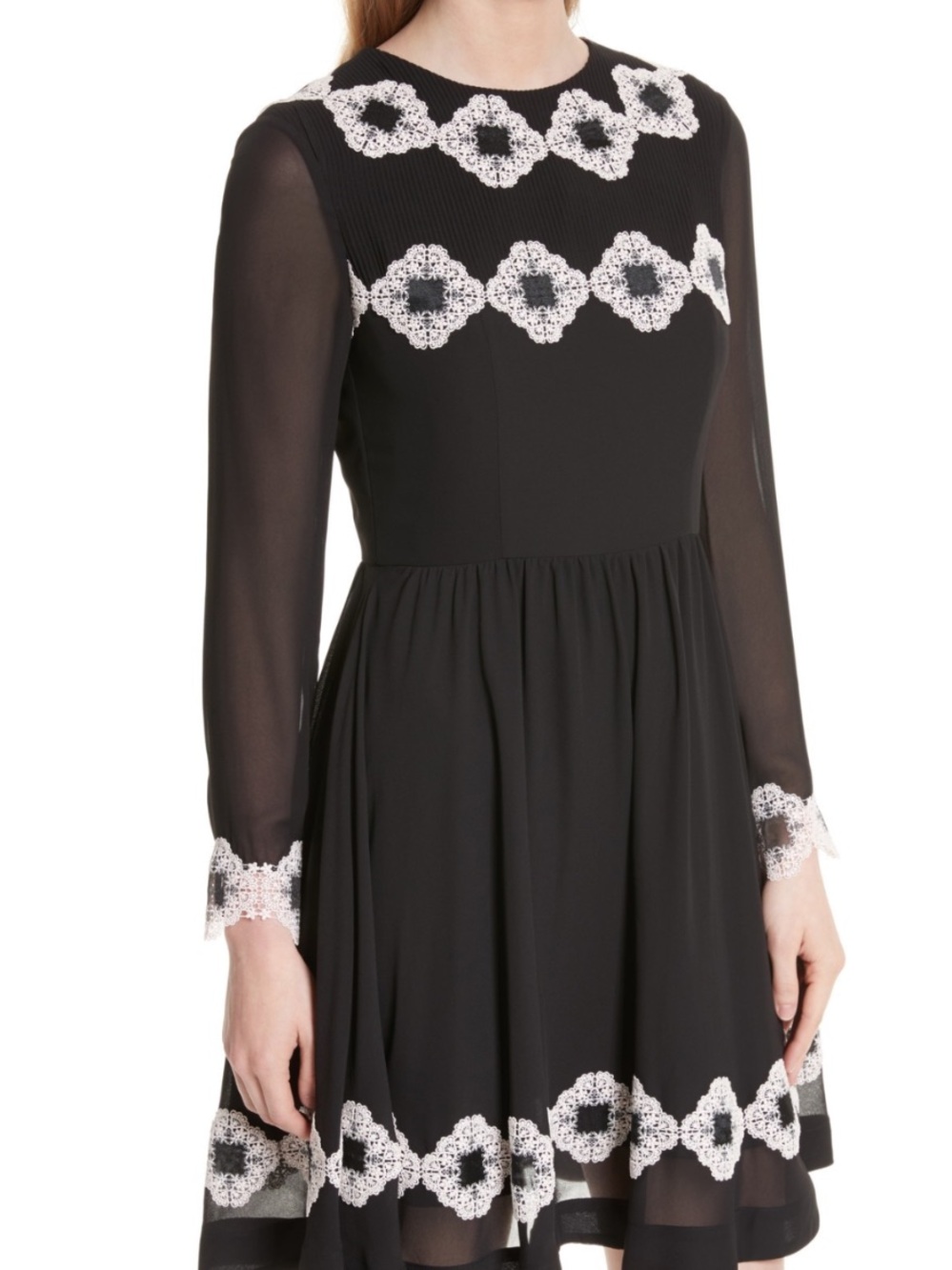 Ted Baker Black Dress with White Lace Trim